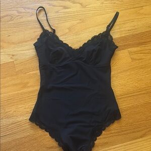 Black Lace Trim Bodysuit